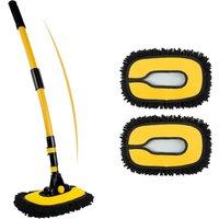 FLAVORA Adjustable Telescopic Car Wash Brush Kit Mop in Yellow | Size: 100 cm x 15 cm