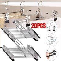 PAWNORA 20pcs Pants Hangers w/ Non-Slip Clips in Silver