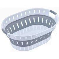PAWNORA Washing Basket Hamper 60 cm White & Grey