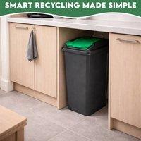 EONLION Green Slim Plastic Waste Recycling Bin in Black | Size: 100 cm