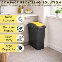EONLION Yellow Slim Plastic Waste Recycling Bin in Black | Size: 100 cm