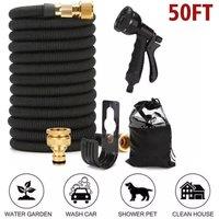 FLAVORA Heavy Duty 50FT Expandable Garden Hose Pipe in Black | Size: 1.25kg