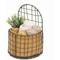 Kelvenix Vintage Half Round Wall Hanging Wire Basket in Brown | Size: 0.6m2