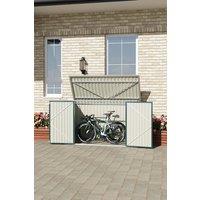 Living and Home 3x7 ft Green Lockable Metal Bicycle & Trash Storage Shed - with Sloped Roof & Dual Vents, Weather-Resistant