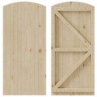 Living and Home 83x180cm Arch Top Wooden Garden Gate with 1 Latch & 3 Hinges for Farm House in Natural | Size: 83x180 cm