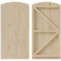 Living and Home 90x180cm Arch Top Wooden Garden Gate with 1 Latch & 3 Hinges for Farm House in Natural | Size: 90x180 cm