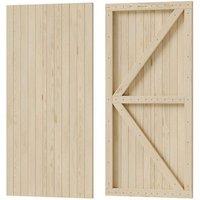 Living and Home 83x180cm Flat Top Wooden Garden Gate with 1 Latch & 3 Hinges for Farm House in Natural | Size: 83x180 cm