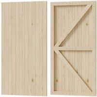 Living and Home 90x180cm Flat Top Wooden Garden Gate with 1 Latch & 3 Hinges for Farm House in Natural | Size: 90x180 cm
