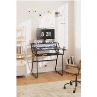 Living and Home RGB LED Light Office & Gaming Desk with Remote Control in Black