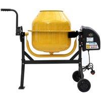 Living and Home 113.5cm W x 71cm D Electric Portable Cement Concrete Mixer with Wheels in Yellow | Size: 113.5 cm W x 71 cm D