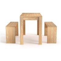Garden Sanctuary Modern Dining Room Table & Benches Set 3 Piece in Brown