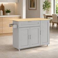 Merax Kitchen Island Trolley, Rolling Kitchen Cart with Foldable Worktop in Grey