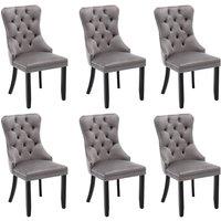 Rolipo Set of 6 Grey Velvet Dining Chairs with Solid Wood Legs