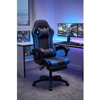 Living and Home Ergonomic High Back Gaming Chair with Footrest & Reclining in Blue