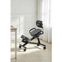 Living and Home Ergonomic Height-Adjustable Kneeling Chair with Backrest & Castors in Grey