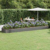 Berkfield Home Garden Raised Bed Powder-coated Steel 523x140x36 cm Grey | Size: 523 x 140 x 36 cm