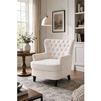 ExtraStar Modern Linen Upholstered Tufted Accent Chair in Beige