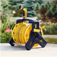 Garden Sanctuary Outdoor Garden 25m Portable Watering Hose Reel Set in Yellow