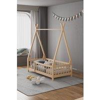 Living and Home Pine Wood House Bed Frame in Brown