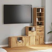 Berkfield Home 4 Piece TV Units with Storage ODDA Solid Wood Pine in Brown