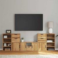 Berkfield Home 5 Piece TV Units with Storage ODDA Solid Wood Pine in Brown