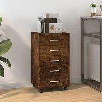 Berkfield Home Drawer Cabinet with Castors Smoked Oak Engineered Wood in Brown