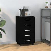 Berkfield Home Drawer Cabinet with Castors Black Engineered Wood