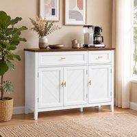 STILVORA Sideboard Storage Cabinet with 2 Drawers & Shelves in White