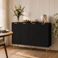STILVORA Sideboard with Adjustable Shelves & Metal Legs Black