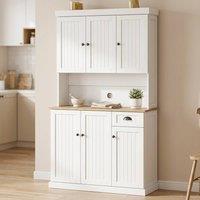 STILVORA Kitchen Cabinet with Drawer & Adjustable Shelves in White