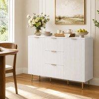 STILVORA Sideboard with 3 Drawers & Adjustable Shelves in White
