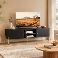 STILVORA TV Stand for 65" TVs with Open Shelves & Cabinets in Black