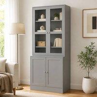 STILVORA Grey Display Cabinet with Adjustable Shelves