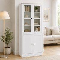 STILVORA White Display Cabinet with Adjustable Shelves