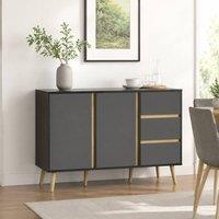 STILVORA Sideboard with 2 Cupboards & 3 Drawers, Grey