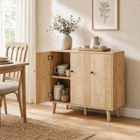 STILVORA Sideboard with Adjustable Shelf & Soft-Close Doors in Natural