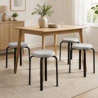 STILVORA Set of 4 Stackable Stools with Cushioned Seats in Grey