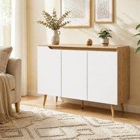 STILVORA Sideboard Storage Cabinet with 3 Doors & Adjustable Shelves in White