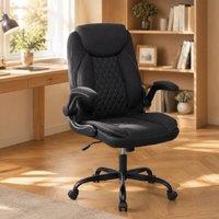 STILVORA Office Chair with Flip-Up Armrests & Swivel Seat in Black