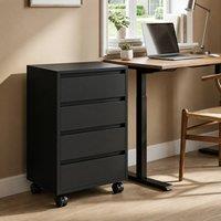STILVORA 4-Drawer Filing Cabinet with Wheels in Black