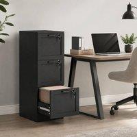 STILVORA 3-Drawer Filing Cabinet with Lock in Black