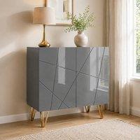 STILVORA Sideboard with Shelves & Metal Legs in Grey