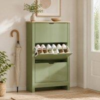 STILVORA Shoe Cabinet with 3 Flip Drawers, Green