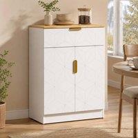 STILVORA Sideboard Storage Cabinet with Drawer & Adjustable Shelf in White