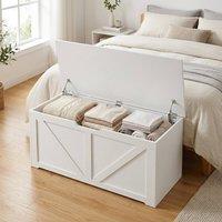 STILVORA Storage Bench with Safety Hinges in White