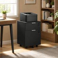 STILVORA Two-Drawer Lockable Filing Cabinet with Wheels in Black