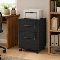 STILVORA 2 Drawer Filing Cabinet with Wheels in Black