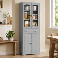 STILVORA Grey Storage Cabinet with Drawer & Glass Door
