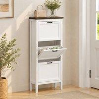STILVORA Shoe Cabinet with 3 Flip Drawers in White & Brown