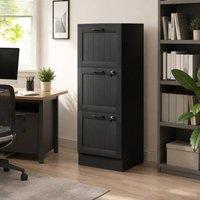 STILVORA 3 Drawer Filing Cabinet with Lock, Black